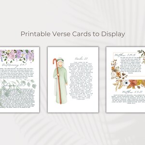 May include: Printable cards with watercolor floral designs and bible verses. The verses include Deuteronomy 6:4-7, Psalm 23, Matthew 5:14-16, and Matthew 6:9-13.