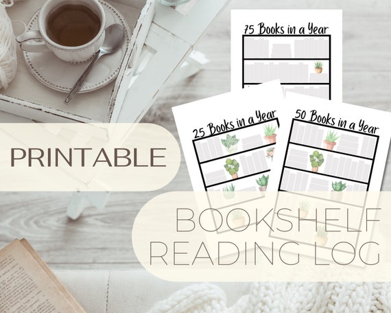 Bookshelf Reading Log Printable Book Log Tracker for 25 50 | Etsy