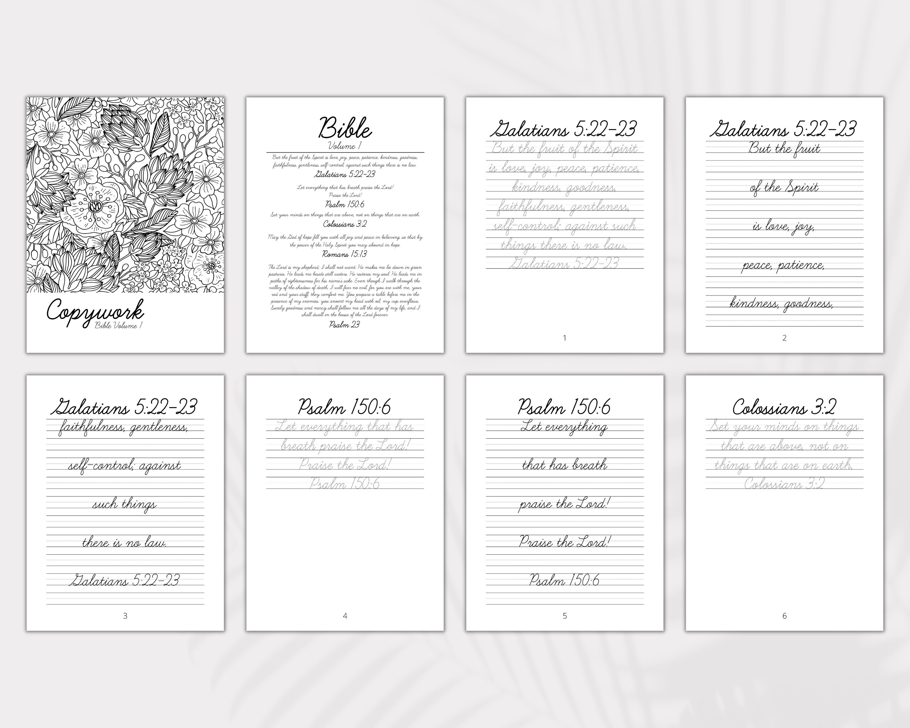 Bible Cursive Copywork, Homeschool Handwriting Practice Worksheets ...