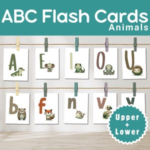 ABC Flash Cards, Learn ABCs, Educational Flashcards, A-Z Cards, Alphabet Flashcards, Kids Animal Alphabet Cards, preschool, DIGITAL DOWNLOAD
