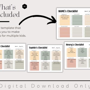 Editable Weekly Checklist for Kids To-do List Task Chart Daily ...