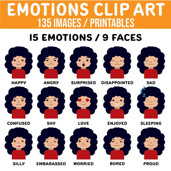 Emotions Clip Art - 135 Images / Printables - Classroom / Powerpoint / Teacher Resource