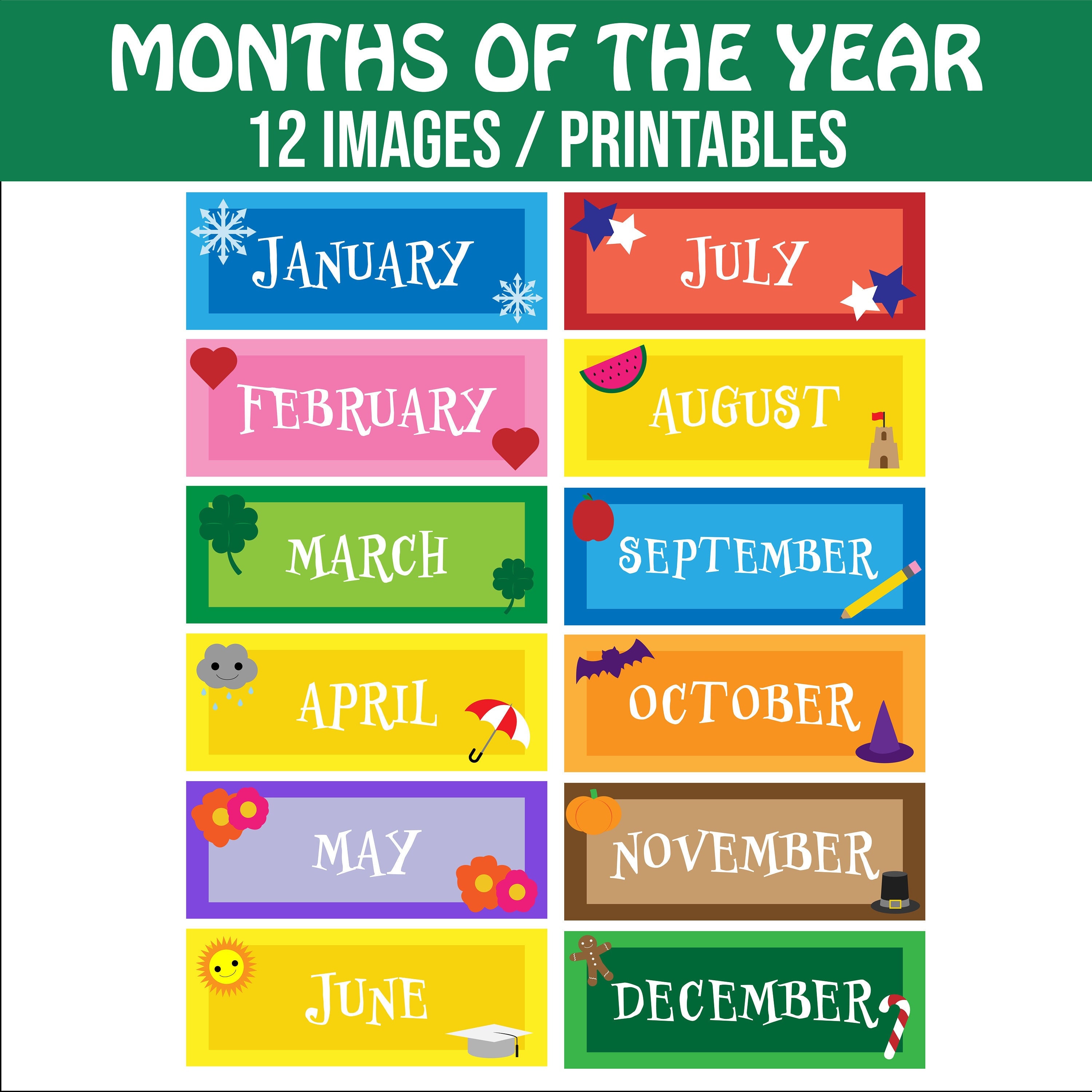 Months of the Year Printable 12 Images / Printables for Classroom