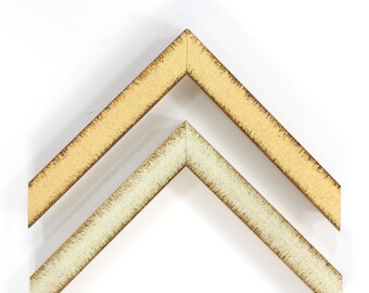 May include: Two picture frames, one with a light yellow finish and one with a white finish. Both frames have a simple, slightly distressed look.