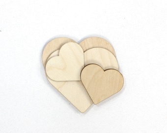 1/8" Heart Craft Shapes/Birch Plywood Round Shapes/Unfinished Heart Cutout