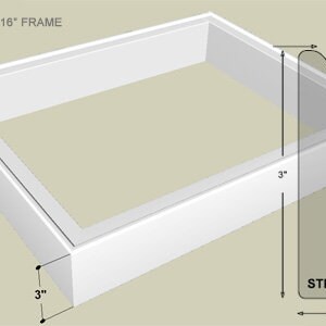 May include: White picture frame with a 20x16 inch opening. The frame is 3 inches wide and has a 1-1/8 inch wide mat. The frame is labeled "STR10".