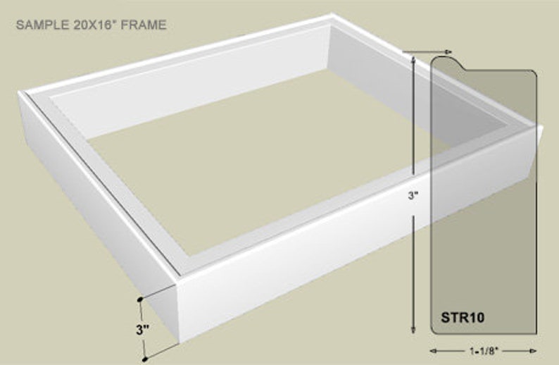 May include: White picture frame with a 20x16 inch opening. The frame is 3 inches wide and has a 1-1/8 inch wide mat. The frame is labeled "STR10".