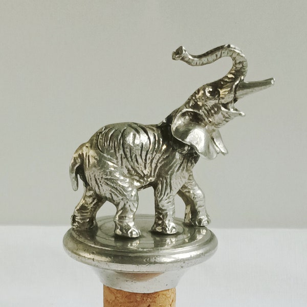 Bouchon de Bouteille Vintage en Forme d'Éléphant en Étain.Ancienne Figurine d'Animal en Métal Moulé,Décorative pour Boissons-Funbroc