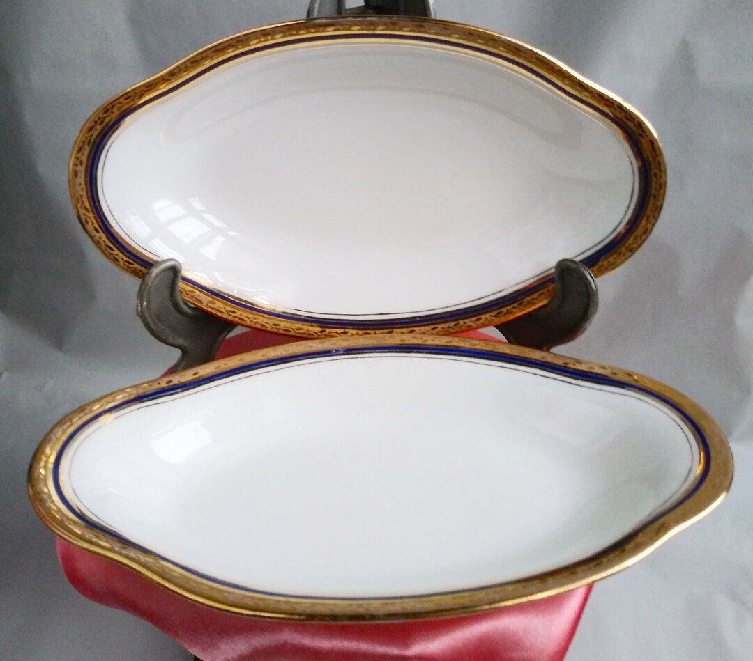 Set of 2 Vintage Porcelain Ramekins Marked Limoges Unique France.white