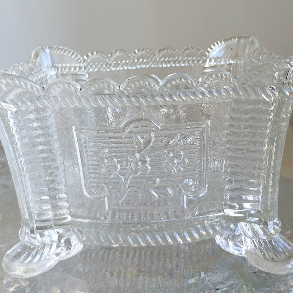 Jardinière Vintage en Verre Moulé, Vide-Poche, Panier Tressé Décoré de Fleurs en Relief - Funbroc France