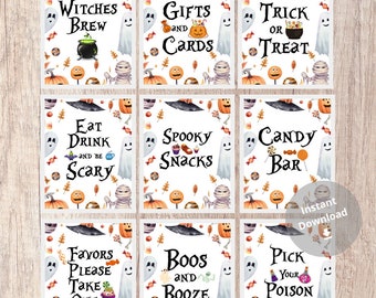 Halloween Party Sign Bundle Set of 9 Halloween Party Signs Birthday Party Signs Halloween Costume Party Signs Instant Download Downloadable