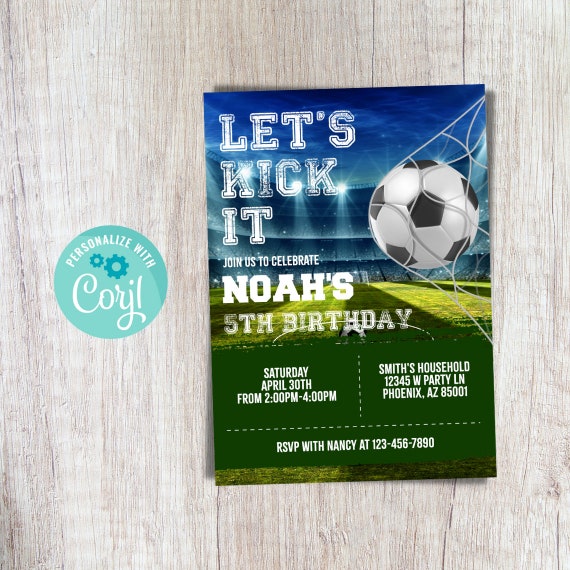 Soccer Birthday Invitation Editable Soccer Invitation Soccer - Etsy