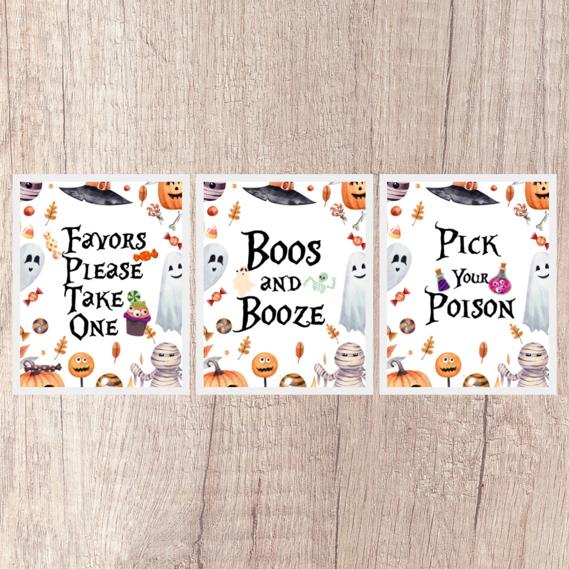 Halloween Party Sign Bundle Set of 9 Halloween Party Signs Birthday
