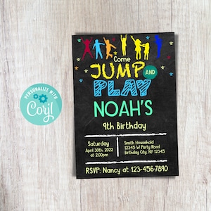 Editable Jump Birthday Party Invitation Trampoline Jump Birthday Invitation Bounce House Invitation Boy Instant Download