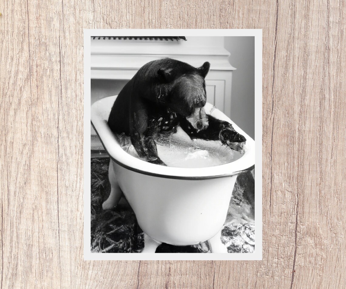 Animals in Bathtub Set of 4 Prints Funny Bathroom Prints Wall - Etsy
