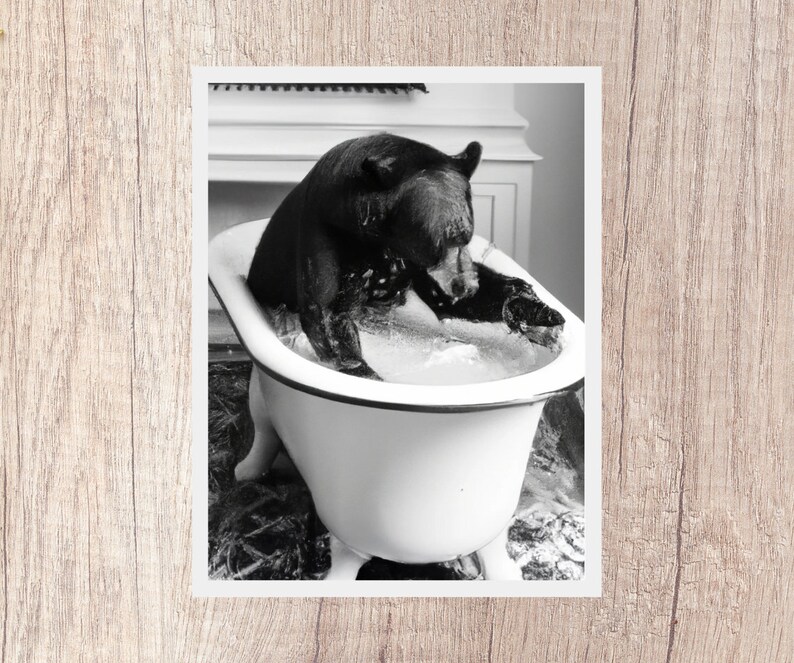 Animals in Bathtub Set of 4 Prints Funny Bathroom Prints Wall Etsy
