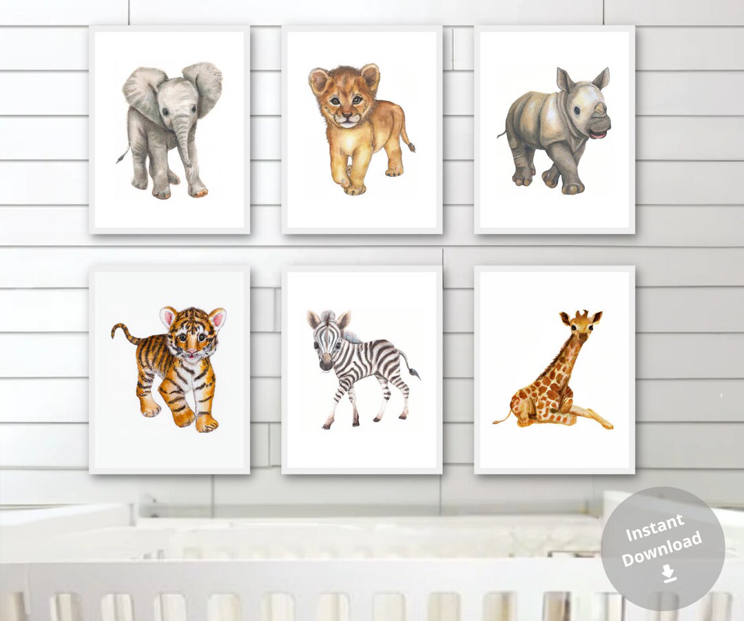 Safari Nursery Decor Printable Safari Animal Nursery Wall Art Set of 6 ...