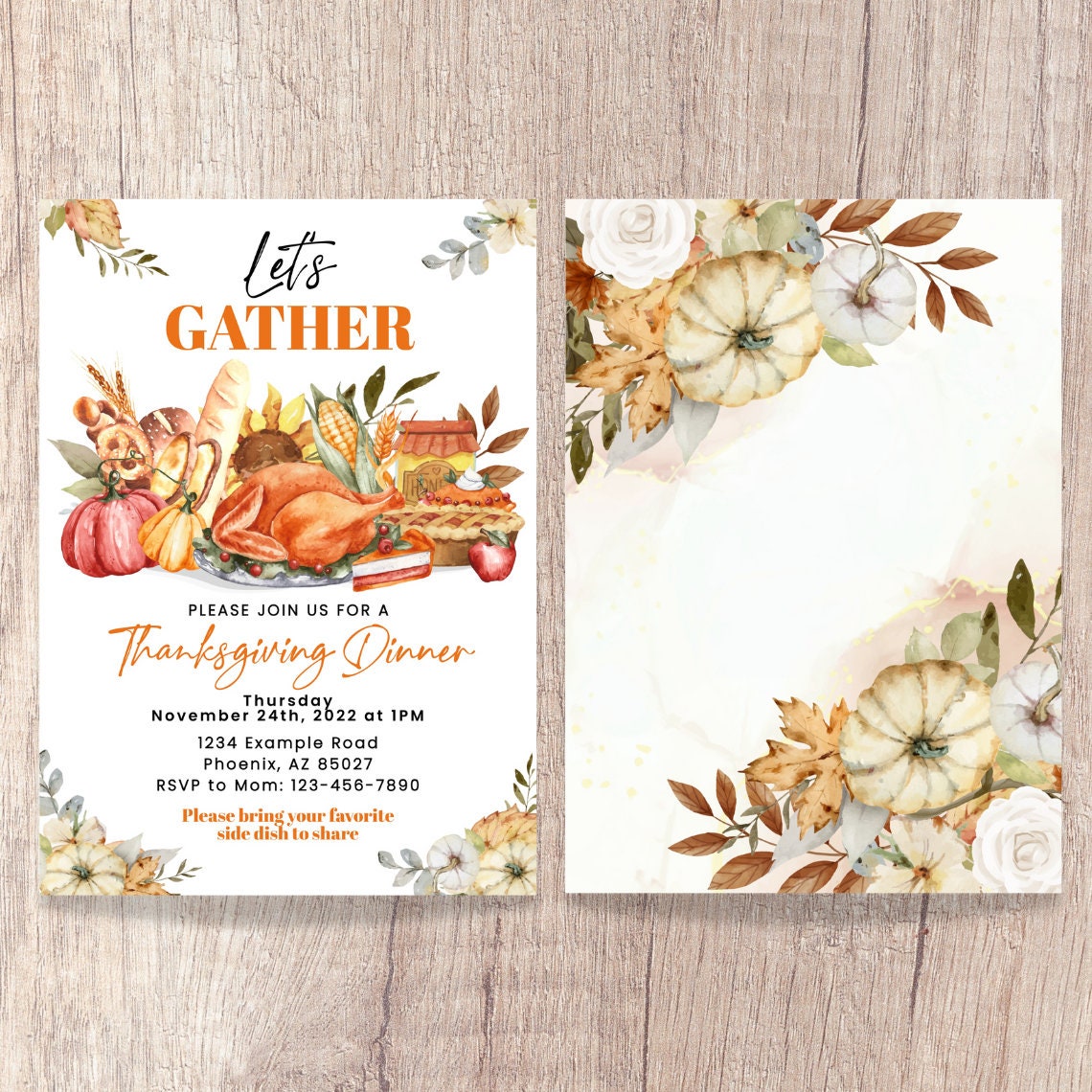 Lets Gather Thanksgiving Invitation  Thanksgiving Invitations –  OhHappyPrintables