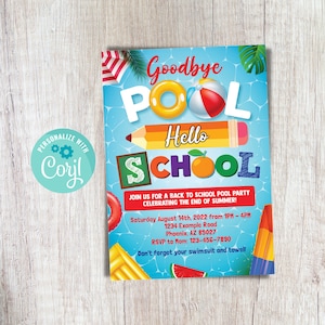 End Of Summer Pool Party Goodbye Summer Hello School Pool Party Back To School Backyard Splish Splash So Long Summer Pool Party Bash