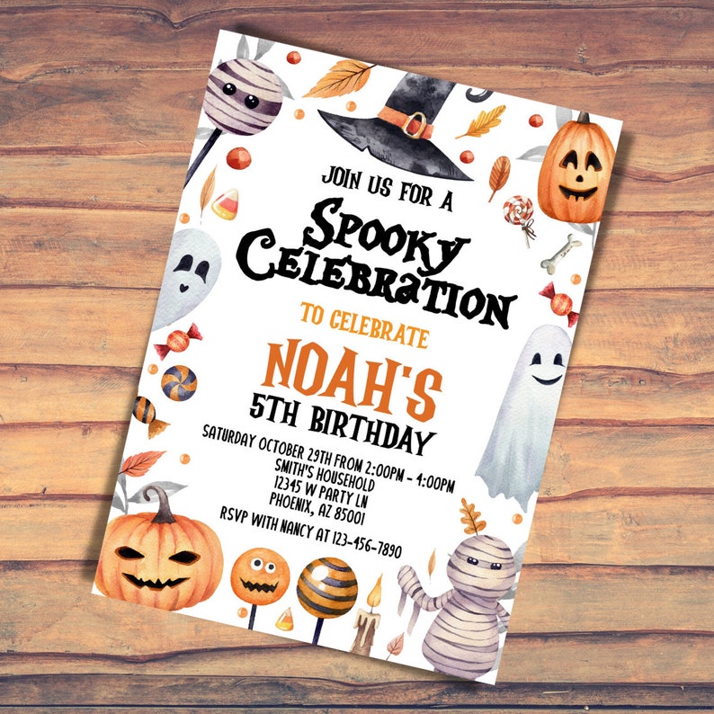 Halloween Birthday Party Invitation Editable Halloween Party Etsy
