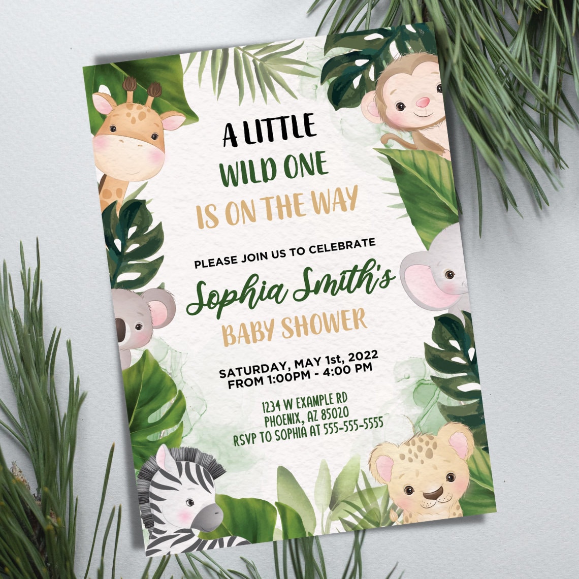 Bearbeitbare Safari Baby Shower Einladung Little Wild One is on the Way  Dschungel Zebra Affe Giraffe Elefant Leopard Koala Download Wild 1 - Etsy  Österreich, image size:1140x1140