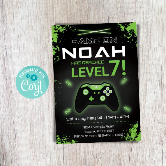 Video Game Invitation Editable Gamer Birthday Invite Video Etsy