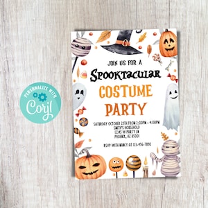 Halloween Costume Party Invitation White Halloween Costume Invite Spooky Halloween Costume Party For Adults Halloween Party Editable Prints