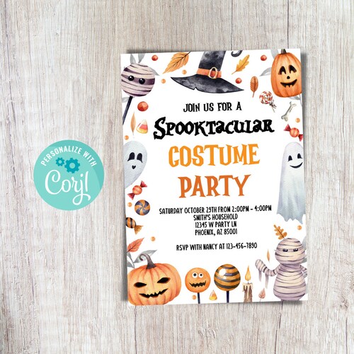 Editable Adult Halloween Party Invitation Halloween Costume - Etsy