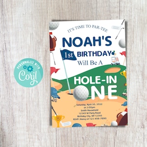 Golf Birthday Invitation Editable Hole in One Birthday Mini Golf Birthday Invitation Par-tee Any Age Golfing Party Partee Digital Download