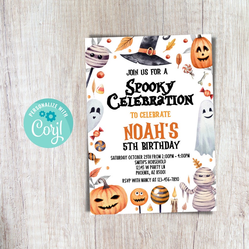 Halloween Birthday Party Invitation Editable Halloween Party Etsy