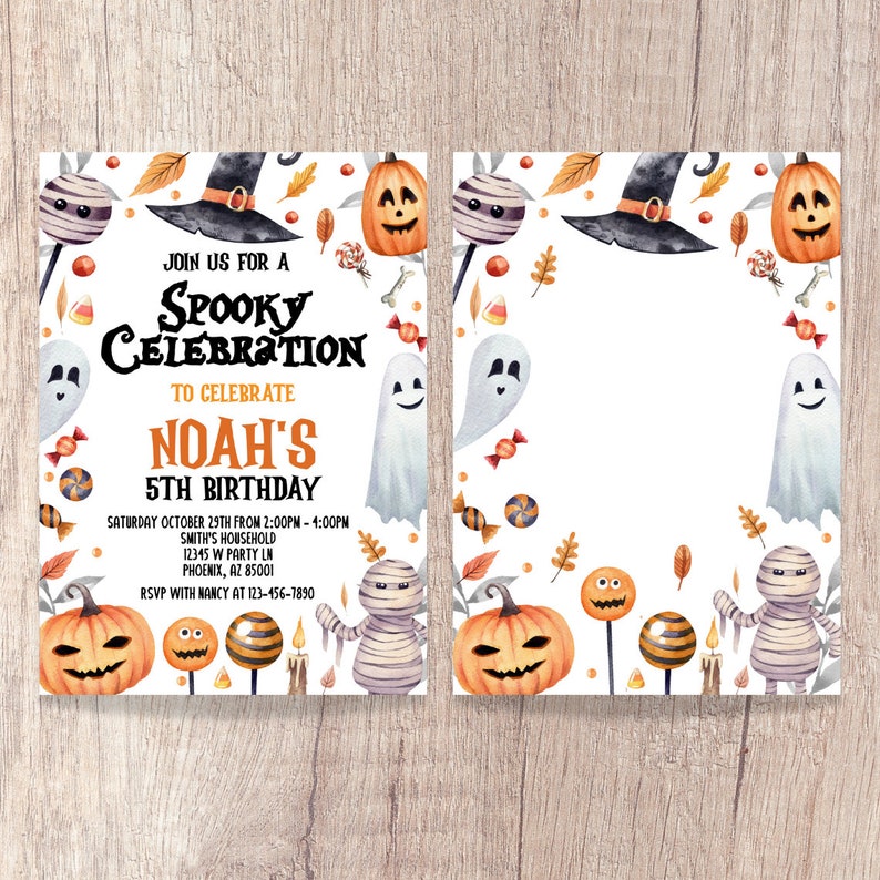 Halloween Birthday Party Invitation Editable Halloween Party Etsy