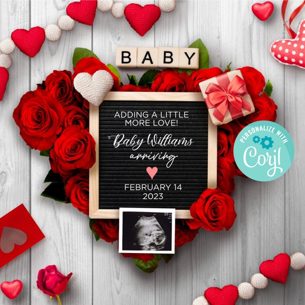 Valentines Day Pregnancy Announcement Digital Editable Valentines Pregnancy Gender Neutral Letter Board For Social Media Edit Yourself