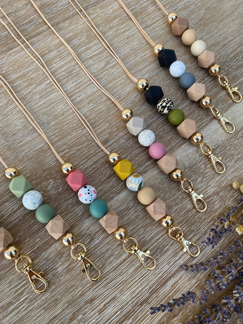 Beaded Lanyard Badge Lanyard Teacher Lanyard Badge Holder Etsy