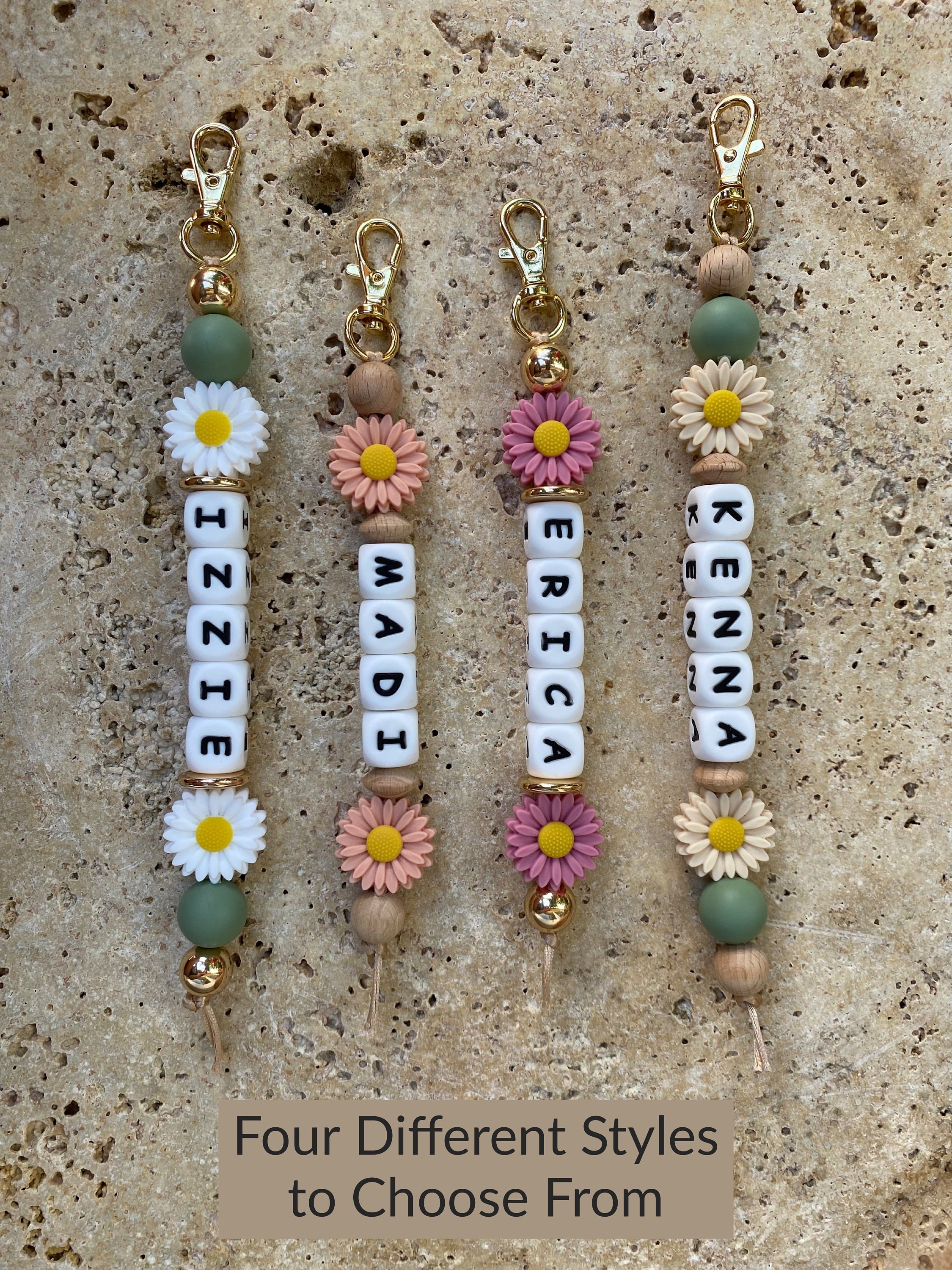 Personalized Name Keychain, Silicone Bead Custom Keychain, Personalized ...