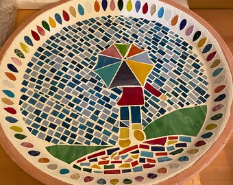 Mosaic Birdbath-Handmade, Bird Bath for Outdoors, Garden Accent, Made of all Bird Friendly Materials