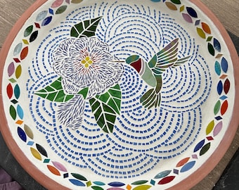 Custom Mosaic Glass Birdbath-Handmade, Bird Bath for Outdoors, Garden Accent, Made of all Bird Friendly Materials