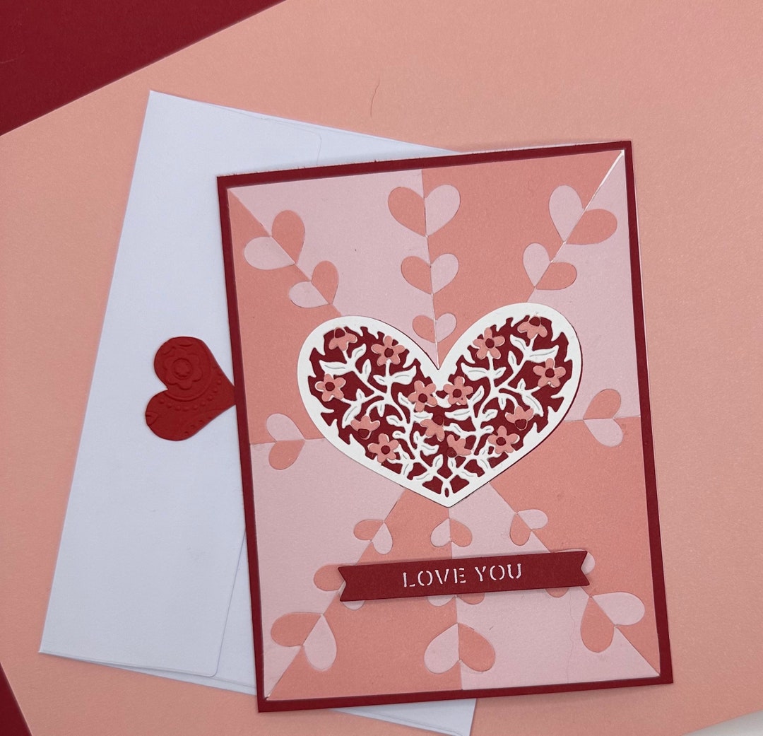 Heart and Flowers Greeting Card, Unique Handmade Greeting Card ...