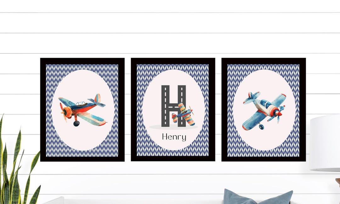 Personalized Child Themed Airplane Wall Art, Set of 3 Prints, Nursery ...