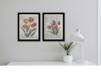 Tulip Dictionary Wall Art, Home Decor, Unique Decor, Housewarming Gift, Birthday Gift, Mothers Day Gift, Tulip Art, Book Lovers Gift