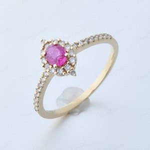 Oval Ruby Ring 18k Yellow Gold Engagement Ring Red Ruby Statement Ring Wedding Bridal Promise Ring Anniversary Rings For Women