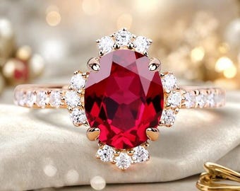 Anillo de compromiso vintage con rubí único, solitario de oro macizo, anillo con piedra natal de julio, delicado anillo con piedra preciosa rubí, joyería nupcial hecha a mano.