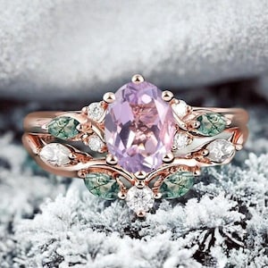 Vintage Oval Lavender Amethyst Engagement Ring Yellow Gold