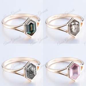 Blaugrün Saphir Ring Blau Grün Saphir Ring Gold Solitär Ring Hexagon Ring Blauer Topas Verlobungsring Jahrestag