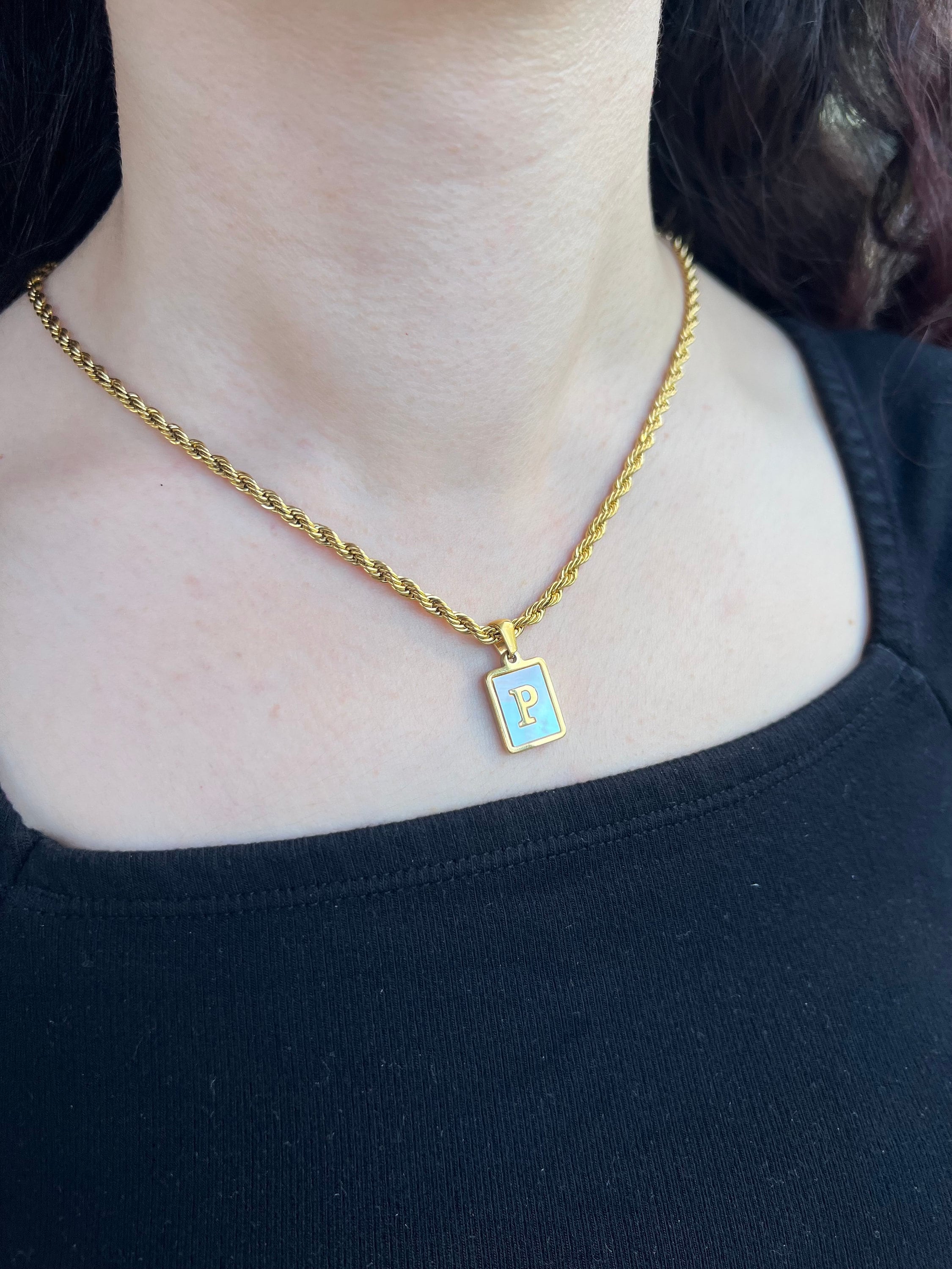Initial Necklace, Minimalist Gold Letter Necklace with Birthstone, Personalized Necklace, Valentines Day Gift Medal Pearl, Bridesmaid Gift for Her, Gift for Mom
