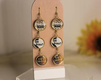 Bijoux Haylove's - Mini boucles d'oreilles message avec paroles de sagesse