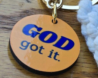 Collection HaLove, porte-clés en macramé « God got it »,