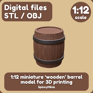 Digitale Dateien - 1:12 Miniatur Fassfass im Holzstil - Modelle für den 3D Druck (STL / OBJ)