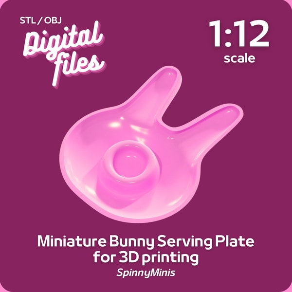 Digital Files - 1:12 Miniature Bunny Rabbit Easter Serving Plate for Dips - Model for 3D Printing (STL / OBJ)