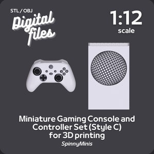 Digital Files - 1:12 Miniature Gaming Console and Controller - Style C - Models for 3D Printing (STL / OBJ)