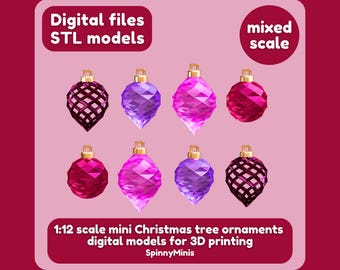 Digital Files - Miniature Christmas Tree Ornaments - Models for 3D Printing (STL files)